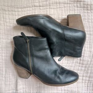 Black leather zipper booties